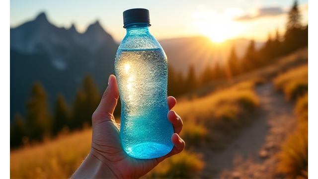 Person hiking at altitude, illustrating hydration