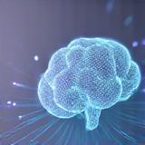 Abstract depiction of AI processing health data, with symbols for analysis and insights