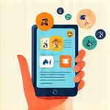 Tablet displaying personalized wellness content, dynamic and inviting