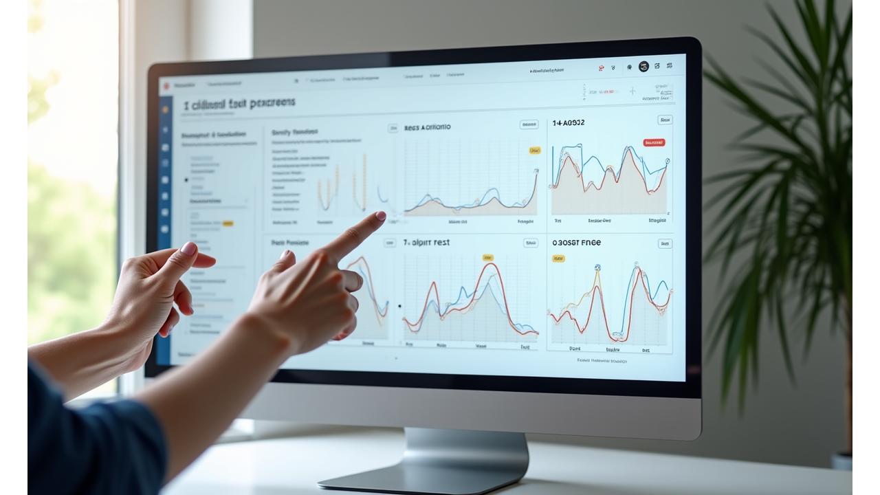 A dynamic dashboard on a screen showing charts and graphs illustrating health progress and product impact, with subtle elements of a user interacting with it.