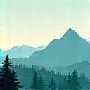 Stylized icon of mountain peaks and trees, representing outdoor therapy and nature's calming effect.