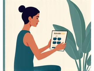 Illustration of a woman in her late 30s/early 40s considering a gentle exercise routine.